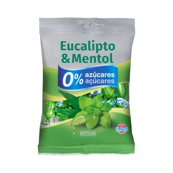 Caramelos sabor eucalipto y mentol Hacendado 0% azúcares - 0.09 kg - Imagen del producto en Findit