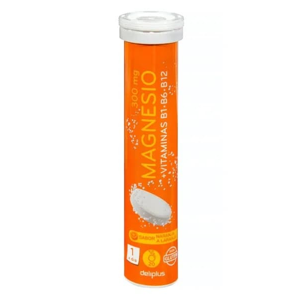 Comprimidos efervescentes magnesio Deliplus 300 mg sabor naranja - 0.08 kg - Imagen del producto en Findit