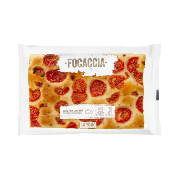 Focaccia con tomates cherry Hacendado - 0.16 kg - Imagen del producto en Findit