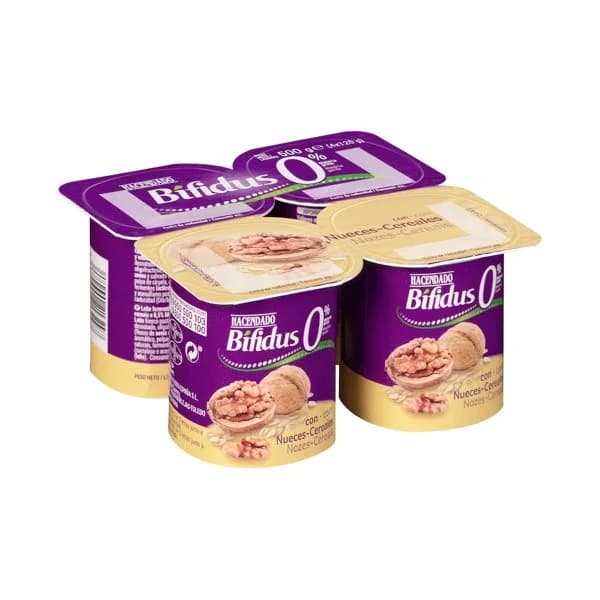 Bífidus desnatado con nueces y cereales Hacendado 0% m.g. - 0.5 kg - Imagen del producto en Findit