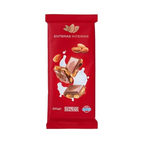 Chocolate extrafino con leche Hacendado almendras enteras - 0.2 kg - Imagen del producto en Findit