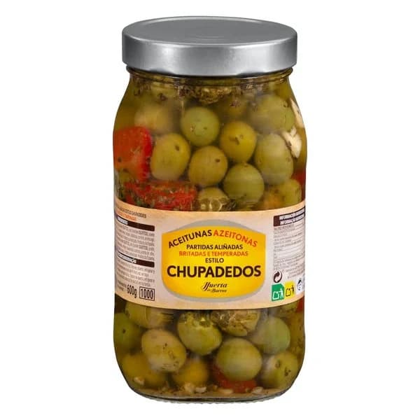 Aceitunas verdes Chupadedos Huerta de Barros partidas aliñadas - 0.6 kg - Imagen del producto en Findit