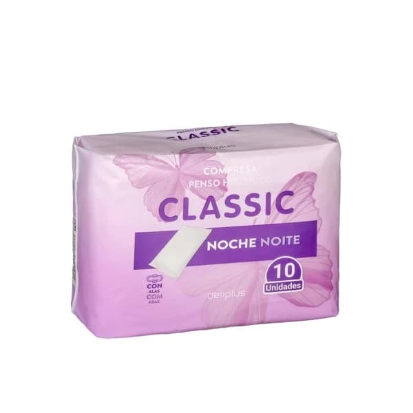 Compresa con alas noche plegada Deliplus Classic - 10 ud - Imagen del producto en Findit