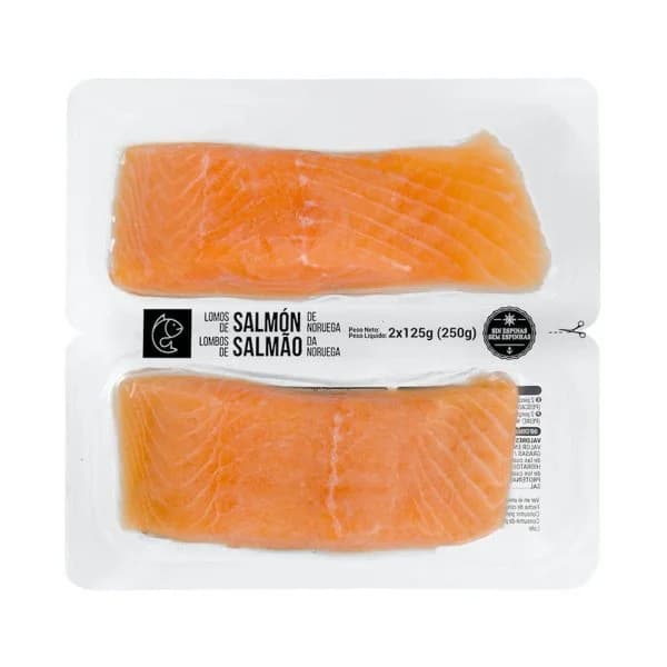 Lomos de salmón sin piel y sin espinas Hacendado congelado - 0.25 kg - Imagen del producto en Findit