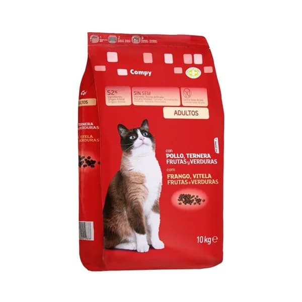 Comida gato adulto Compy con pollo ternera frutas y verduras - 10 kg - Imagen del producto en Findit