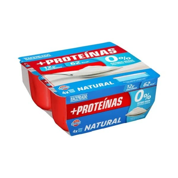 Postre lácteo natural +Proteínas Hacendado 0% m.g 12 g proteínas - 0.48 kg - Imagen del producto en Findit
