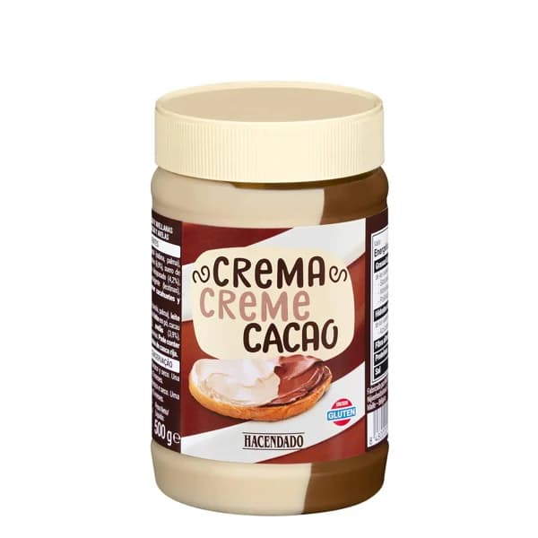 Crema al cacao con avellanas Hacendado de 2 sabores - 0.5 kg - Imagen del producto en Findit