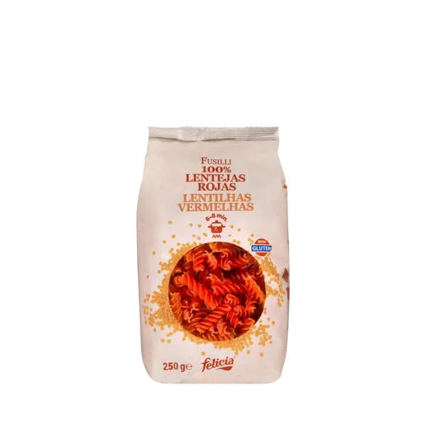 Pasta fusilli 100% lentejas rojas Felicia - 0.25 kg - Imagen del producto en Findit