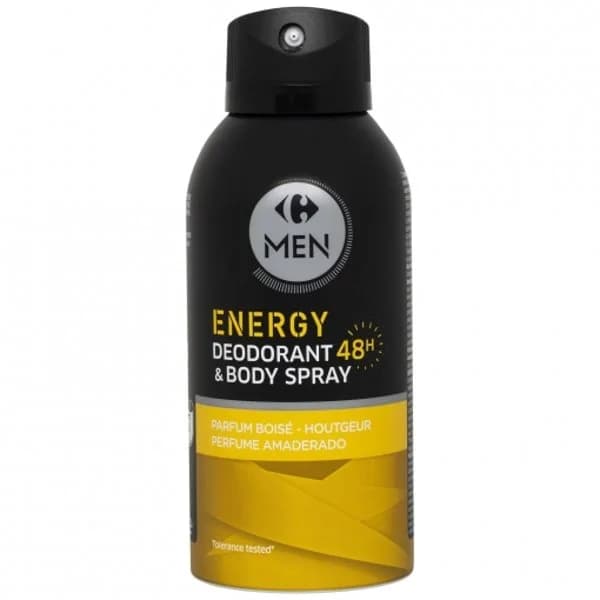 Desodorante body spray energy protección 48h perfume amaderado Carrefour Men 150 ml. - 0.15 l - Imagen del producto en Findit