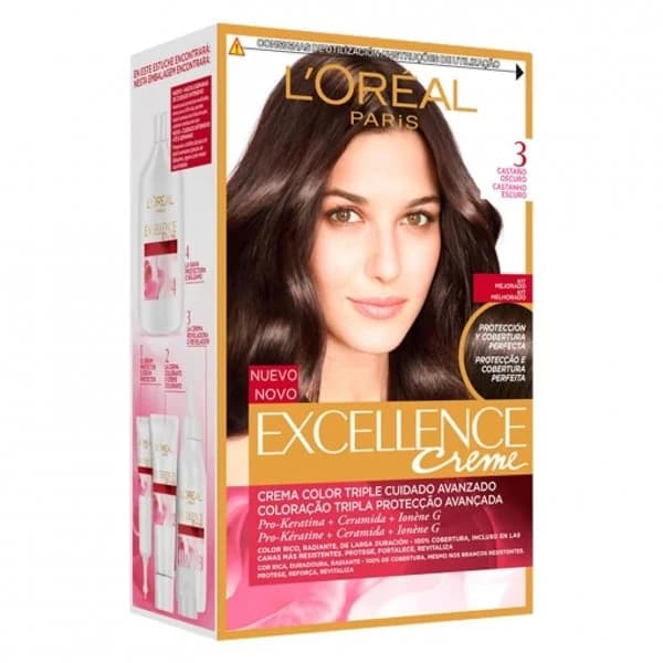 Tinte creme nº 3 Castaño Oscuro L'Oréal Excellence 1 ud. - 1 ud - Imagen del producto en Findit