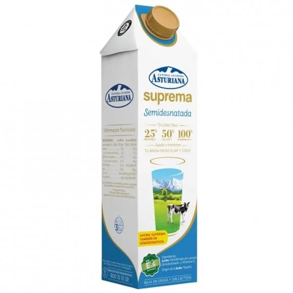Leche Suprema Semidesnatada sin Lactosa 1L - 1 ud - Imagen del producto en Findit