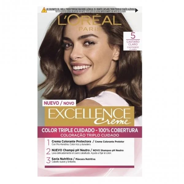 Tinte permanente tono 5 castaño claro Excellence Creme L'Oréal Paris 1 ud. - 1 ud - Imagen del producto en Findit