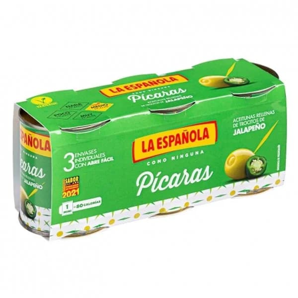 Aceitunas rellenas de jalapeño picaras LA ESPAÑOLA, pack 3x50 g - 0.15 kg - Imagen del producto en Findit
