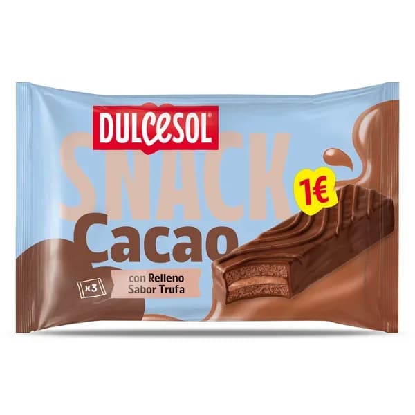 Cuadrados de cacao relleno sabor trufa Dulcesol bolsa 114 g - 0.11 kg - Imagen del producto en Findit
