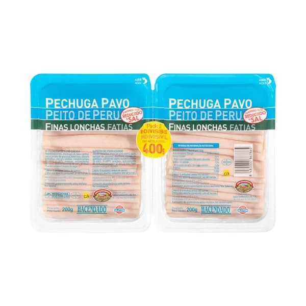 Pechuga de pavo bajo en sal Hacendado finas lonchas - 0.4 kg - Imagen del producto en Findit