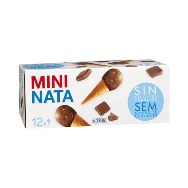 Helado mini cucurucho nata Hacendado sin azúcares añadidos - 0.44 l - Imagen del producto en Findit