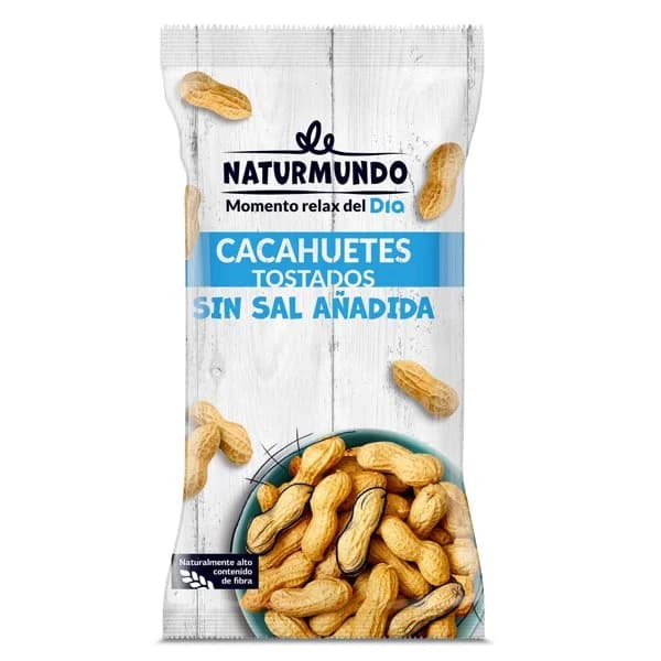 Cacahuetes con cáscara tostados sin sal añadida Naturmundo de Dia bolsa 250 g - 0.25 ud - Imagen del producto en Findit