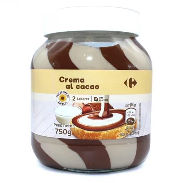Crema de cacao con leche y avellanas Carrefour Classic sin gluten 750 g. - 0.75 kg - Imagen del producto en Findit