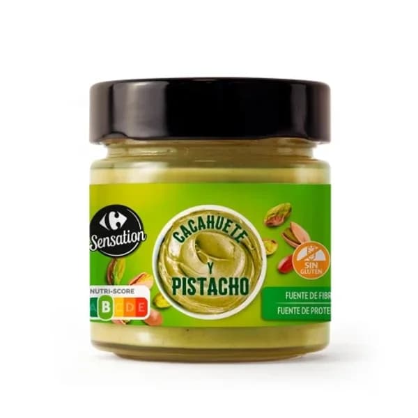 Crema de pistacho y cacahuete Sensation Carrefour sin gluten 180 g. - 0.18 kg - Imagen del producto en Findit