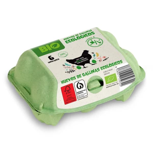 Huevos ecológicos categoría A clase M/L Dia bandeja 6 unidades - 6 ud - Imagen del producto en Findit