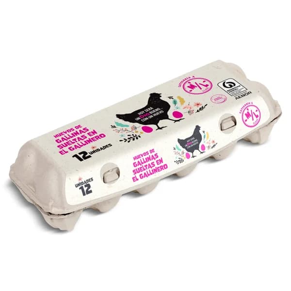 Huevos frescos de gallinas criadas en suelo categoría A clase M/L Dia bandeja 12 unidades - 12 ud - Imagen del producto en Findit