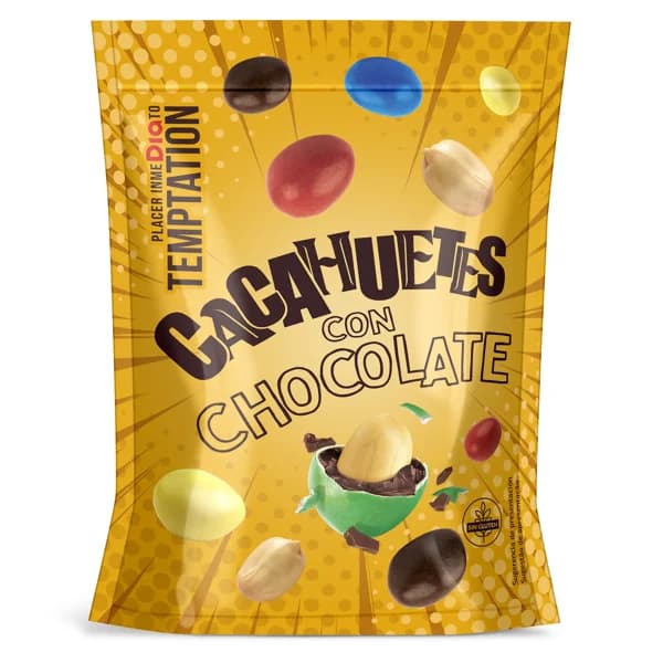 Cacahuetes cubiertos de chocolate de colores Temptation de Dia bolsa 180 g - 0.18 ud - Imagen del producto en Findit