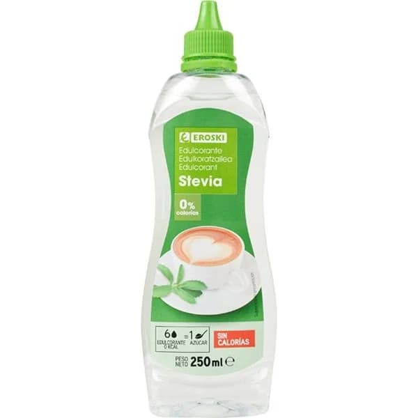 Edulcorante líquido stevia EROSKI, botella 250 ml - 0.25 l - Imagen del producto en Findit