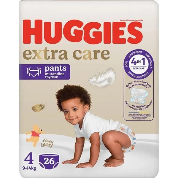 Pañal Pants Talla 4 (9-14 kg) HUGGIES EXTRA CARE, paquete 26 uds - 26 ud - Imagen del producto en Findit
