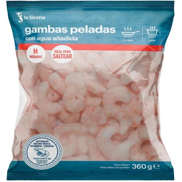 Gamba pelada mediana LA SIRENA, bolsa 360 g - 0.36 kg - Imagen del producto en Findit