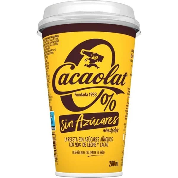Batido de cacao 0% azúcar CACAOLAT, vaso 20 cl - 0.2 l - Imagen del producto en Findit