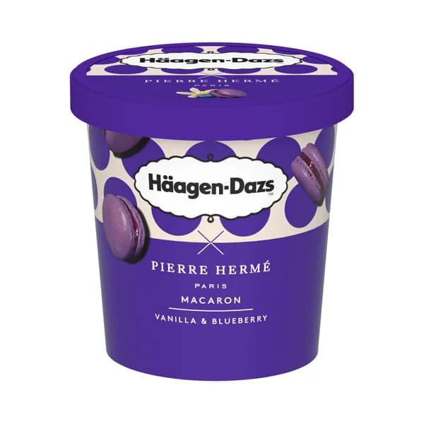 HÄAGEN-DAZS Pierre hermé Tarrina de helado de vainilla y arándanos con trocitos de macarons 420 ml. - 0.42 l - Imagen del producto en Findit