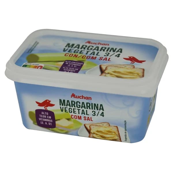 AUCHAN Tarrina de margarina vegetal 3/4 con sal 500 g. Producto Alcampo - 0.5 kg - Imagen del producto en Findit