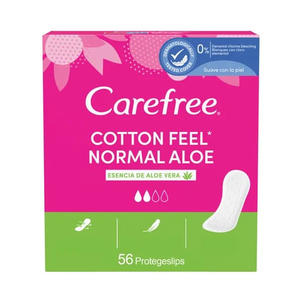 CAREFREE Salvaslips transpirables con esencia de aloe vera CAREFREE Cotton feel 56 uds. - 1 ud - Imagen del producto en Findit