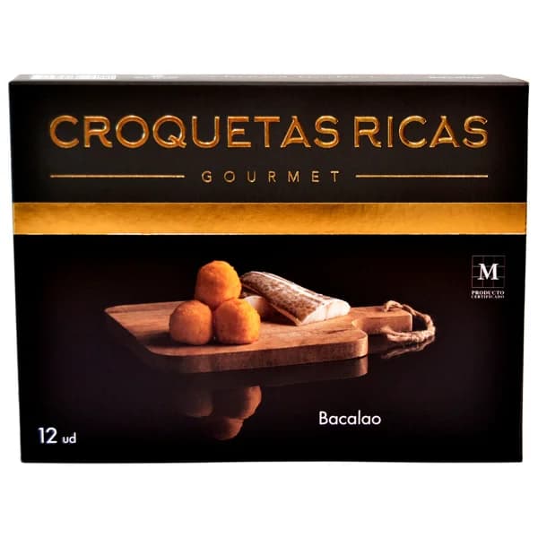 CROQUETAS RICAS Croquetas 100% caseras, ultracongeladas y rellenas de bacalao Gourmet 300 g. - 0.3 kg - Imagen del producto en Findit