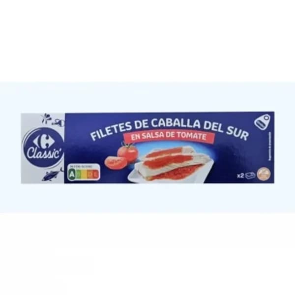 Filete de caballa del sur en tomate Classic Carrefour pack de 3 latas de 65 g. - 0.13 kg - Imagen del producto en Findit