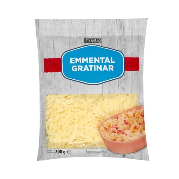 Queso rallado emmental gratinar Hacendado - 0.2 kg - Imagen del producto en Findit