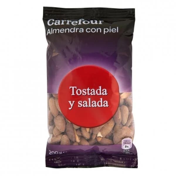 Almendras tostada y salada con piel Carrefour 200 g. - 0.2 kg - Imagen del producto en Findit
